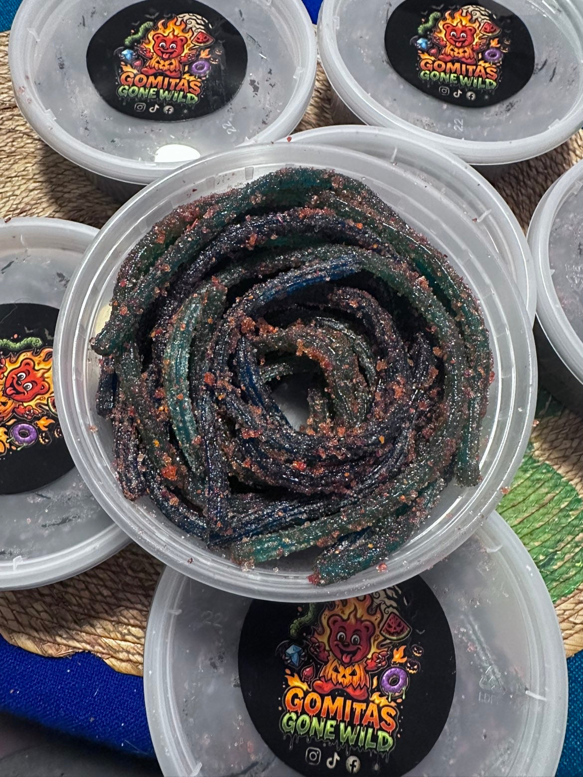 Blue Raspberry Straws Spicy Chamoy Candy Mexican Candy Sweet Sour Dulce Enchilados Strings