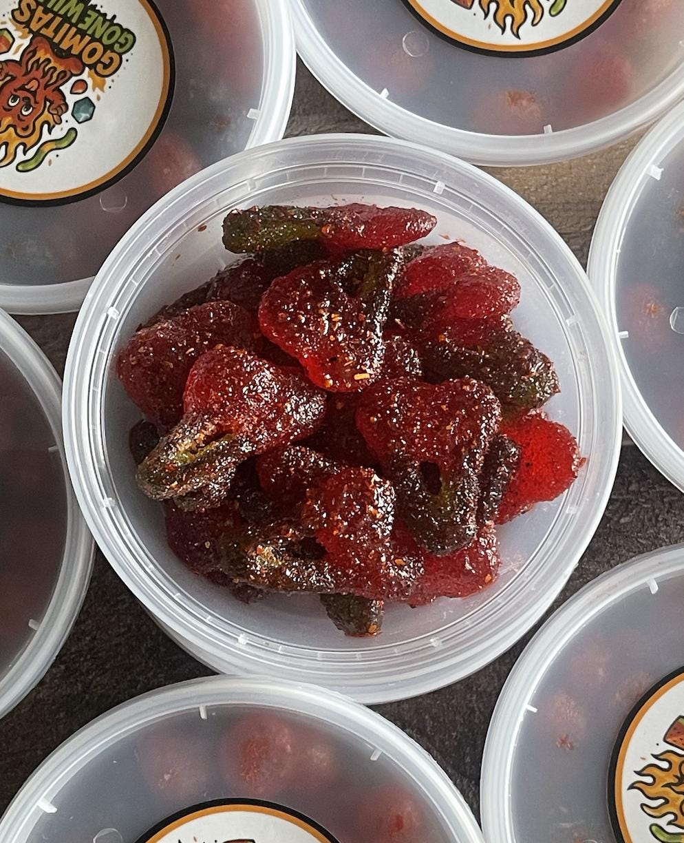 Spicy Sour Cherries Gummies Chamoy Candy Mexican Dulce Enchilados Sweet